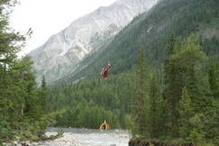 Chopper over the camping site